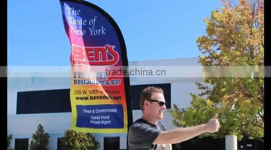 Outdoor advertising promotion beach flag, double side feather shape flags