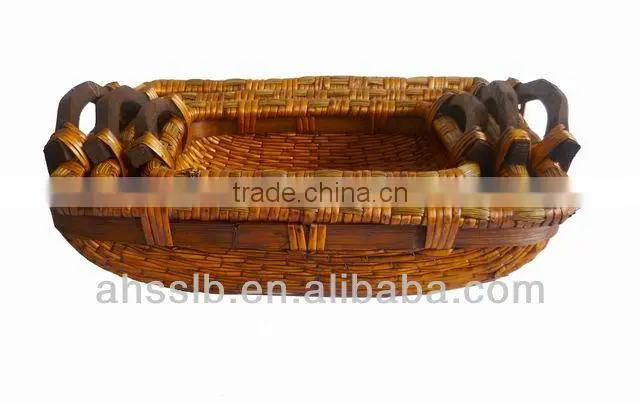 2013 new style wholesale cheap various shaped reed storage plate with ear handles