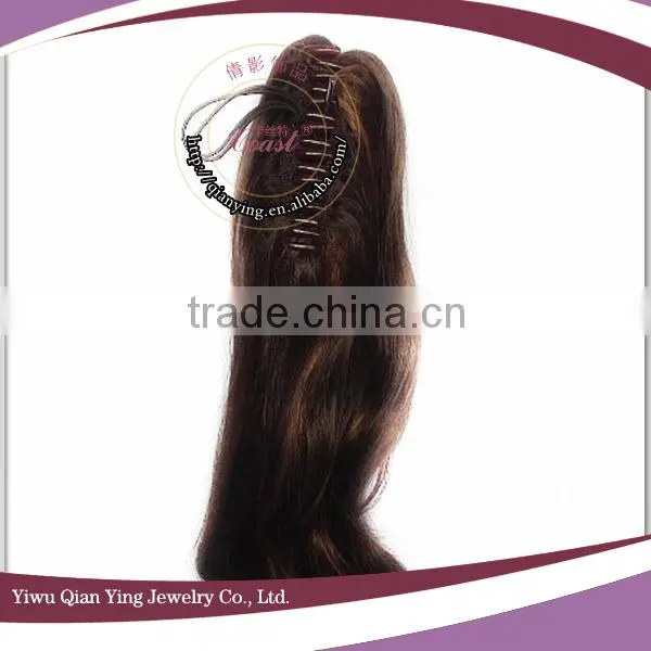 Easy claw clip dark brown curly ponytails hair extensions