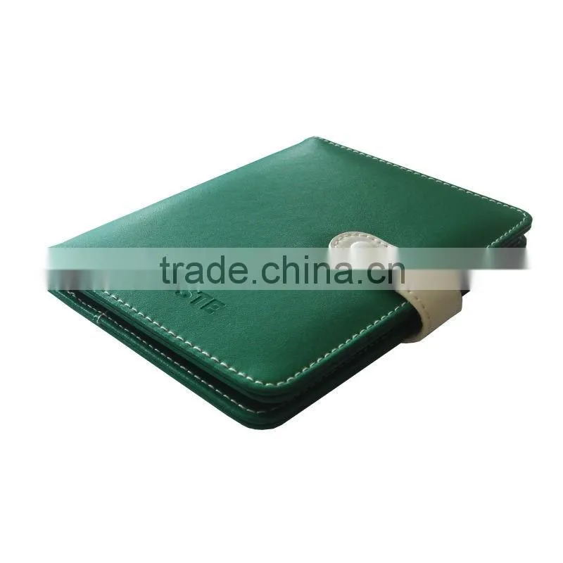 PU green note book card holder leather pocket business card cardboard business card holder