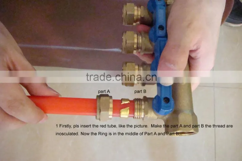 Brass forged water manifold for pex-al-pex heating pipe water manifold