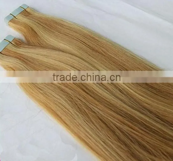 Super 100% remy human tape hair extensions blue tape easy to removel