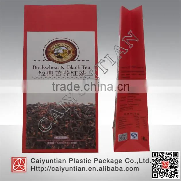 Hot seal plastic tea packaging bags,flat bottom packaging tea bag