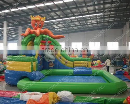 water park pvc inflatable water slide with pool