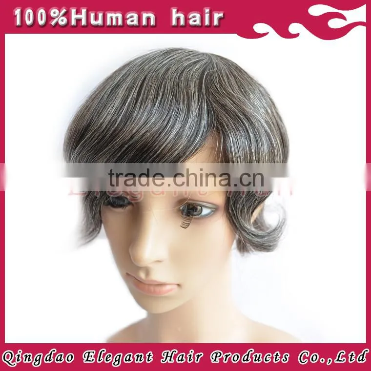 Qingdao Elegant 2015 wholesale website cheap high quality indian hair mens toupees grey