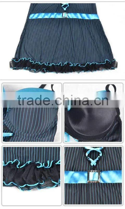 Latest sexy hot high quality cross tied design stripe lingerie 5110