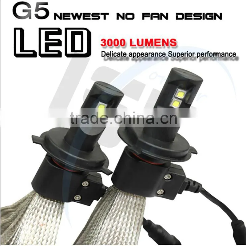All in one h4 high low beam car headlight G5 no fan design super bright auto h4 led headlight