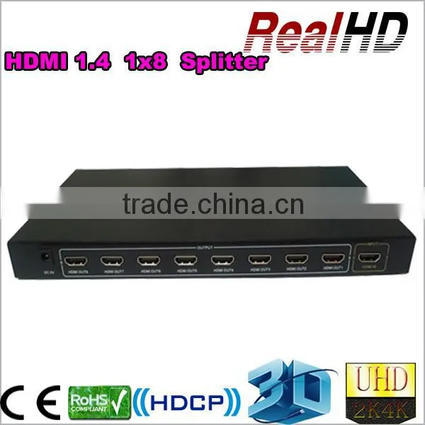 8 Port Full HD Receiver/Splitter With HDCP/Video Transmitter Receiver
