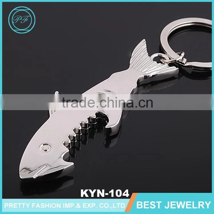 Latest Wholesale Shark Design Beer Bottle Opener Keychain With Big Size Ring