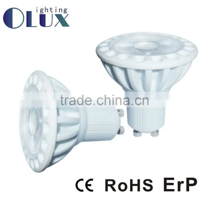 Dimmable COB GU10 led spotlight Thermal plastic body lamp 5W 400LM AC220-240V Dimmable GU10 led light