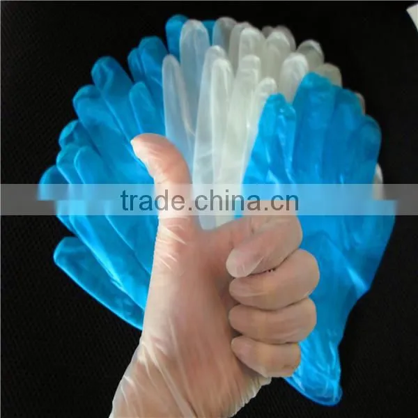 Affordable clear and blue vinyl disposable gloves