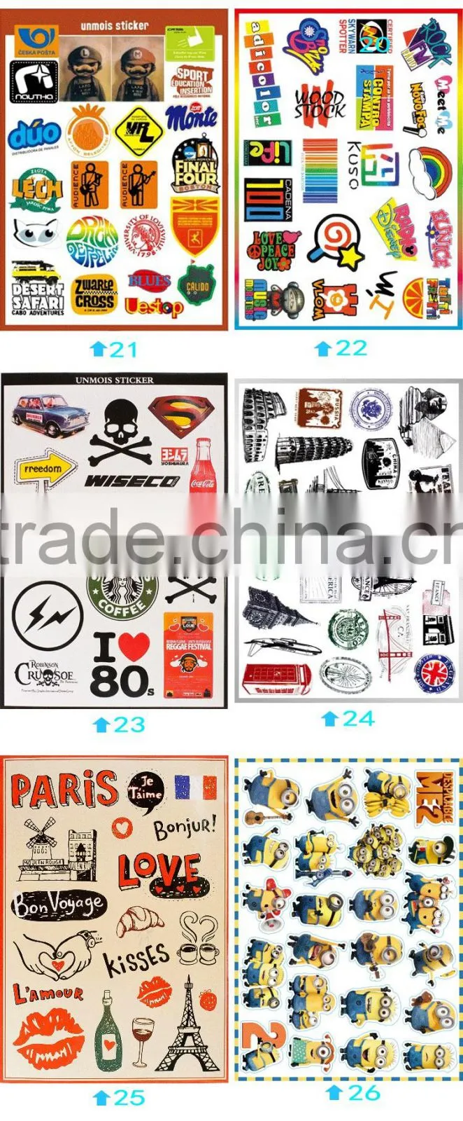 Cartoon kids stickers hot sale new fashional desgin