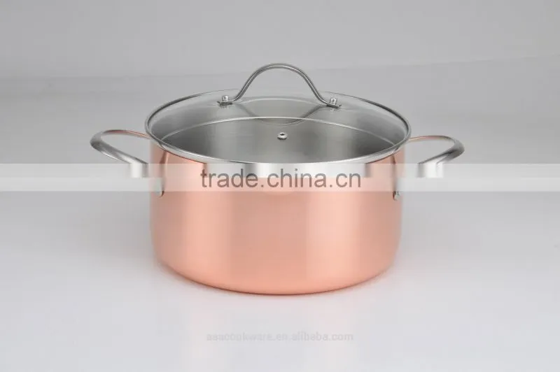 2015 New Item Tir-ply Copper Casserole With Glass Lid