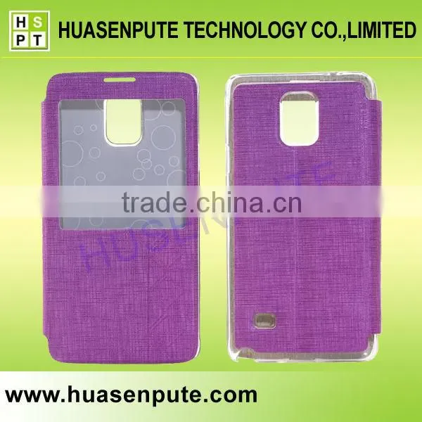 View Window Leather Flip Magnetic Swipe Slide Case Cover for Samsung Note4 Series