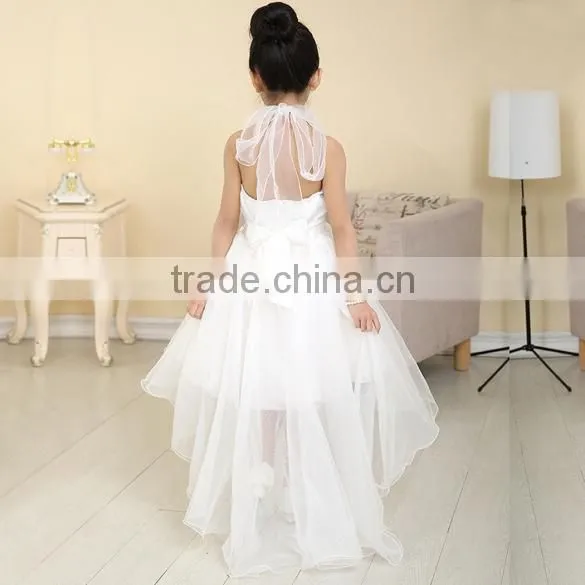 Fashion Children Girls Mesh Halter High Waist Asymmetrical Hem Ball Gown Tutu Party Dress/Flower girl dress