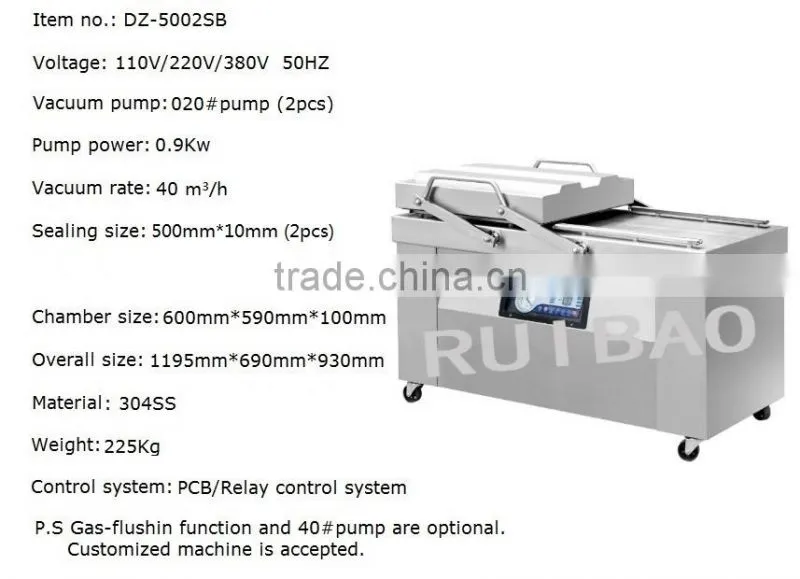high stability strong cover two chambers vacuum sealer and packer for food and non-food