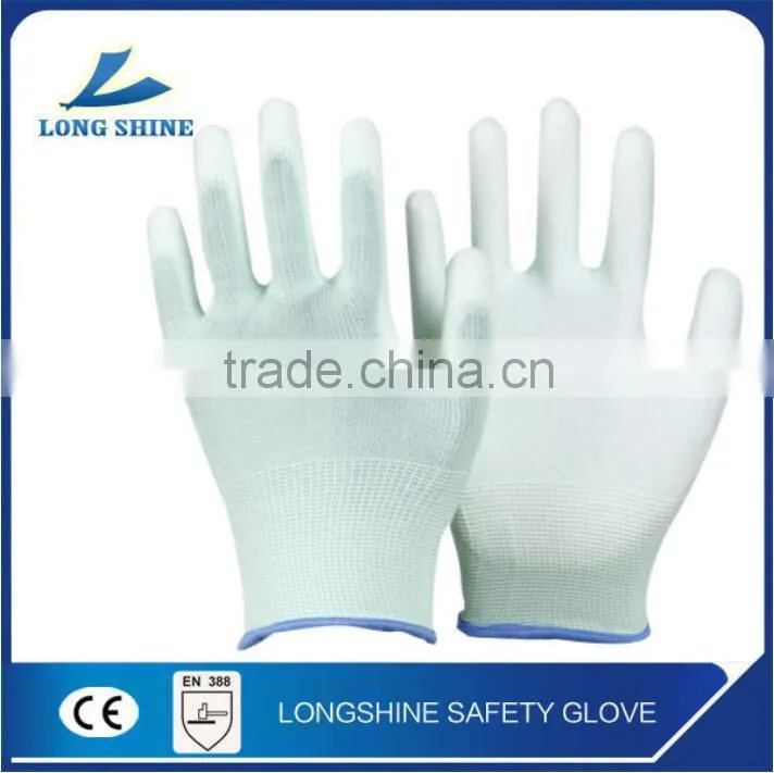 13G White Polyester Liner with White PU Palm Coated ESD Antistatic Safety Work Glove