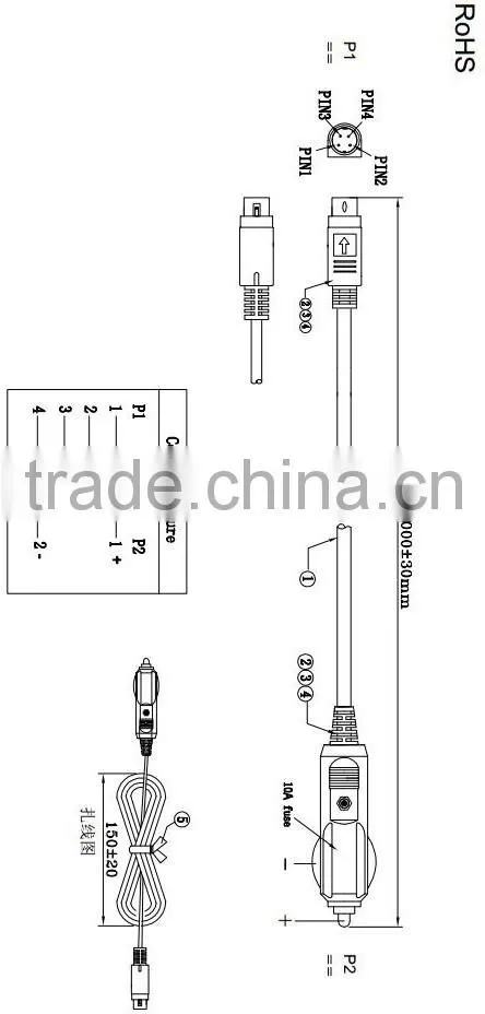 Black 12v & 12v Cigarette Lighter Power Plug Cable - 12 12 Volt