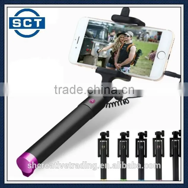 Monopod Selfie Stick Telescopic Wired with Remote Holder