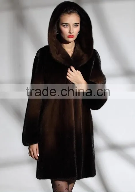 mk14098 Transitional short mink Fur Coat with hood