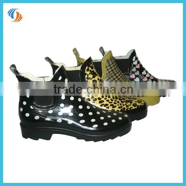 Women Printing Chelsea Boots Rubber Boots Ankle Wellies