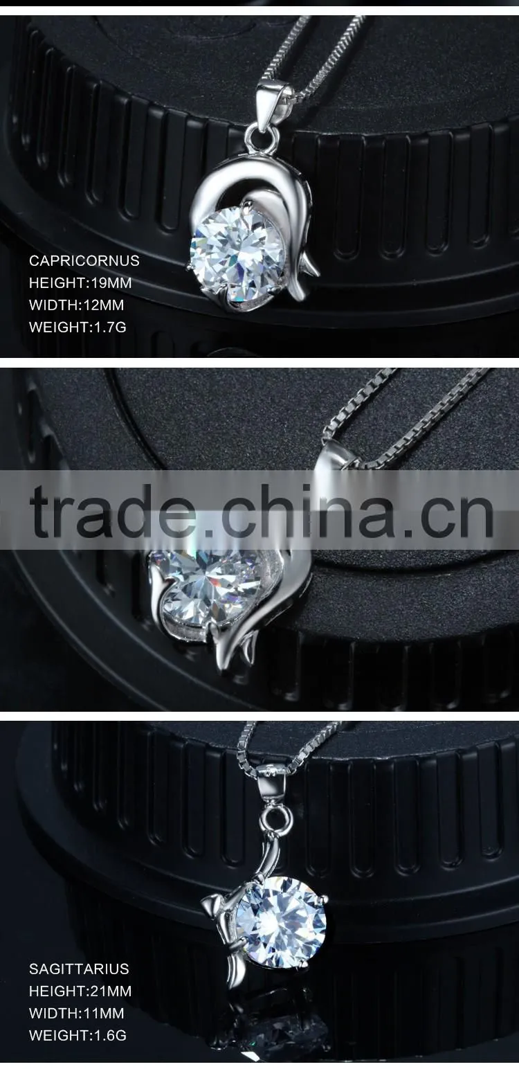 12 constellations 925 Sterling Silver pendant jewelry cubic zircon pendant