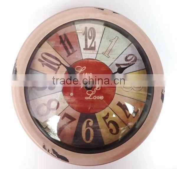 Dia 60 cm country style Round Metal Wall Clock, Rustic Wall Clock