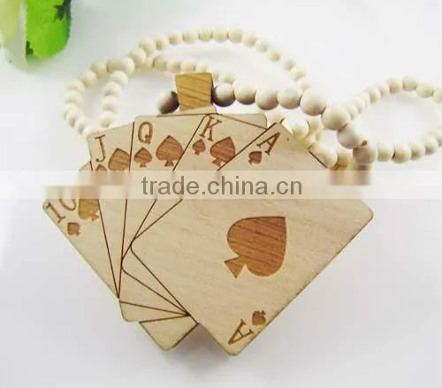 wood poker pendant necklace