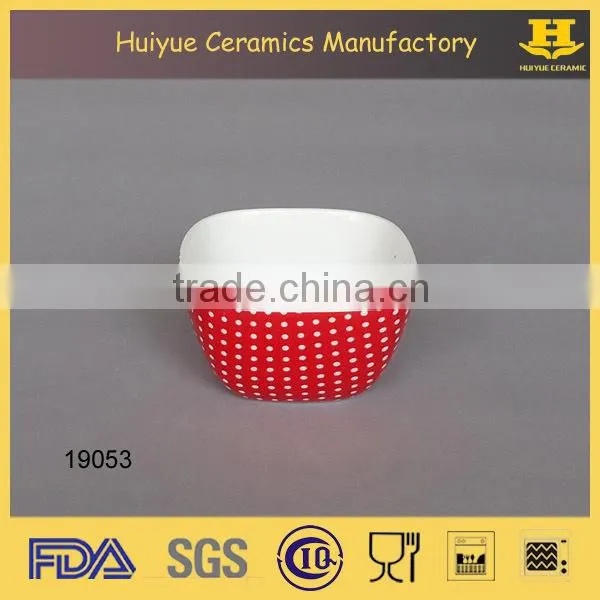 ceramic decal printing square snack bowl