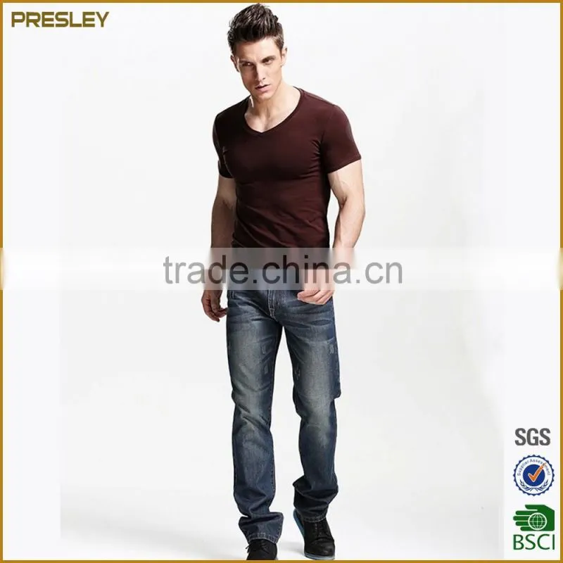 Hot sale Men's short sleeve slim fit gym t shirts softextile cotton solid color t shirts