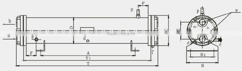 Air Conditioner Parts, Condenser Shell Tube, Shell&Tube Type Water-cooled Condenser