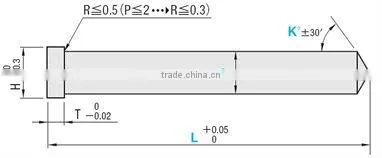 Straight Center Pins With Tip Processed -High Speed Steel SKH51/Shaft Diameter (P) Designation (0.01mm Increments) Type-