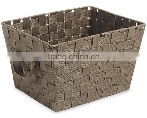 Plastic Woven Storage Tote with Straps