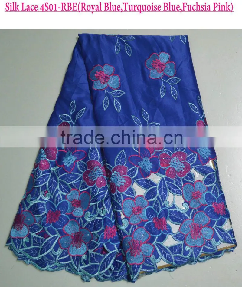 Elegant George silk wrappers 2015 /silk George party dress with beautiful followers