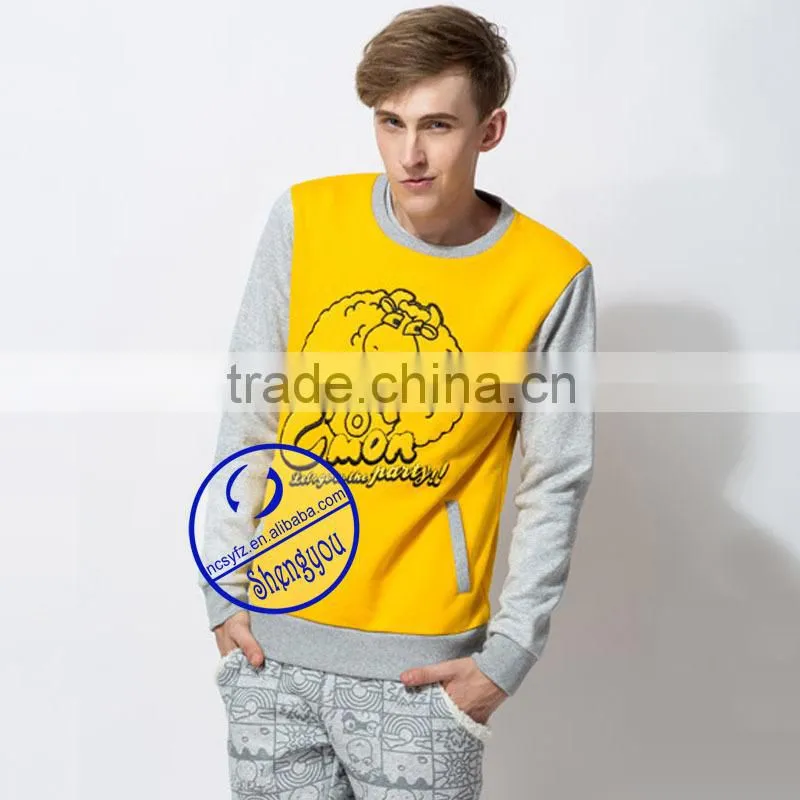 Wholesale custom 100 polyester mens two color sweatshirt with pocket