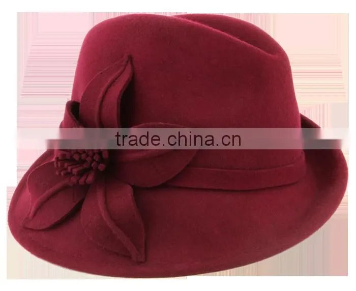 Newly designed Lady's wool felt Fedora hat