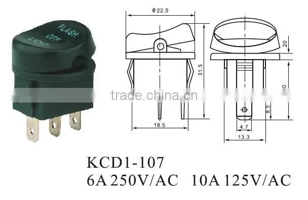 CNGAD 6A 250V KCD1 series mini boat switch(mini rocker switch,boat switch)(KCD1-107)