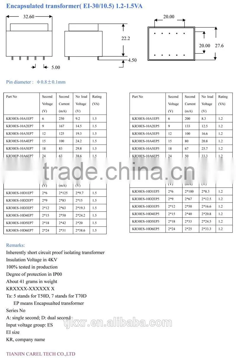 CE, ROHS, UL, VDE approved PCB mounted electric transformer,