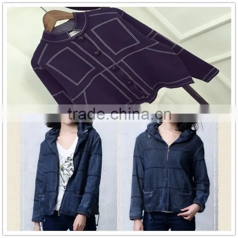Indigo terry Knitted denim jeans fabric