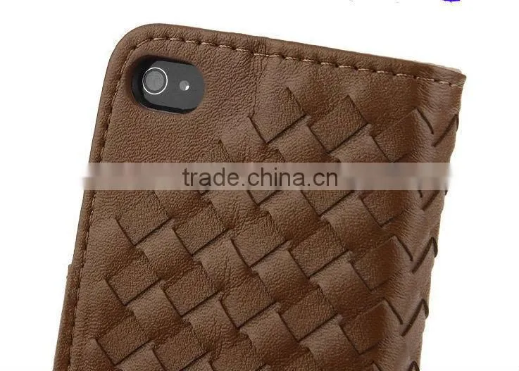 Chinese factory cheap weave wallet pattern leather case for Sony Xperia Z4 with stand