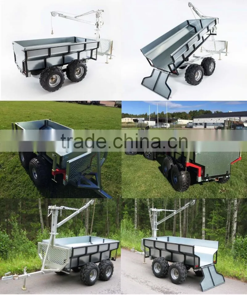 ATV Quad forest timber trailer with electric winch crane