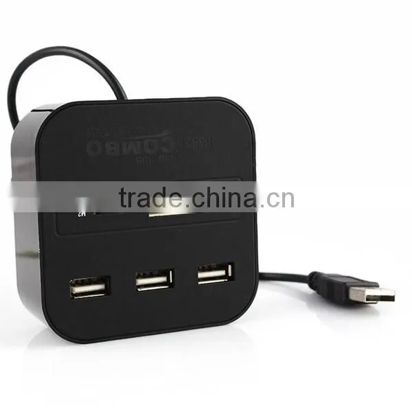 Card Reader 3 Ports 2.0 USB Charger Hub for Laptop