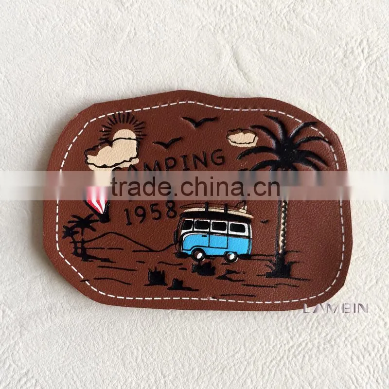Factory wholesales imitation leather label patch for children's hats