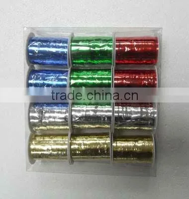 HOT SALE ! Six Channels 5mm Solid Metallic Curly Poly Ribbon
