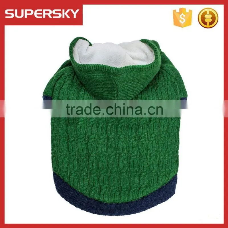 C587 Wholesale Cable Knitted Fleece Hooded Pullover Dog Sweater Custom Knit Dog Sweater Unique Dog Sweaters