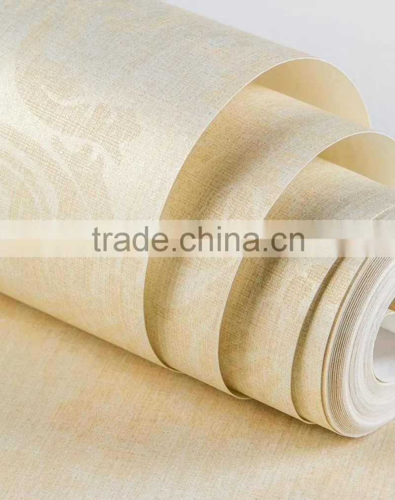Romosa Wallcoverings Traditional Georgia Ivory White / Tan Faux Worn Damask Shabby Chic Wallpaper Roll Decor
