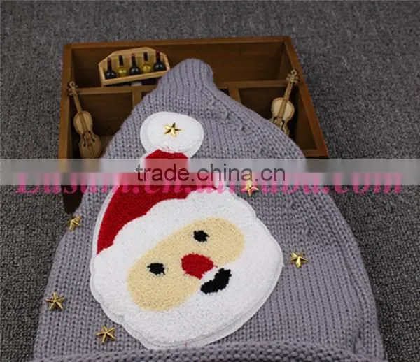 2015 New design santa design wool knitted cute winter christmas hat
