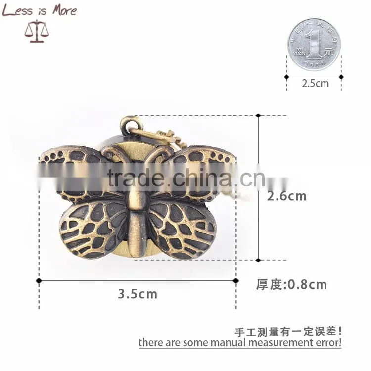 2015 Hot sale butterfly alloy women pocket watch necklace for wholesale