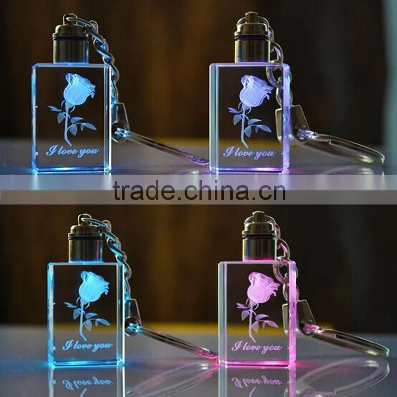 Import From China Customizable LED crystal shining keychain key chain gift new