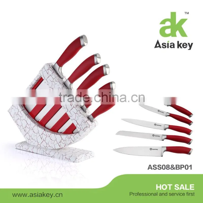 ABS+S/S 430 handle,high class knife set, wooden block with sharpener